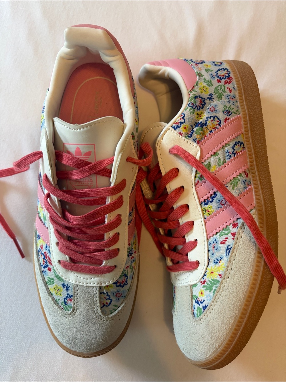 adidas Women's Pink Floral Low-Top Sneakers - Picture 1 of 5